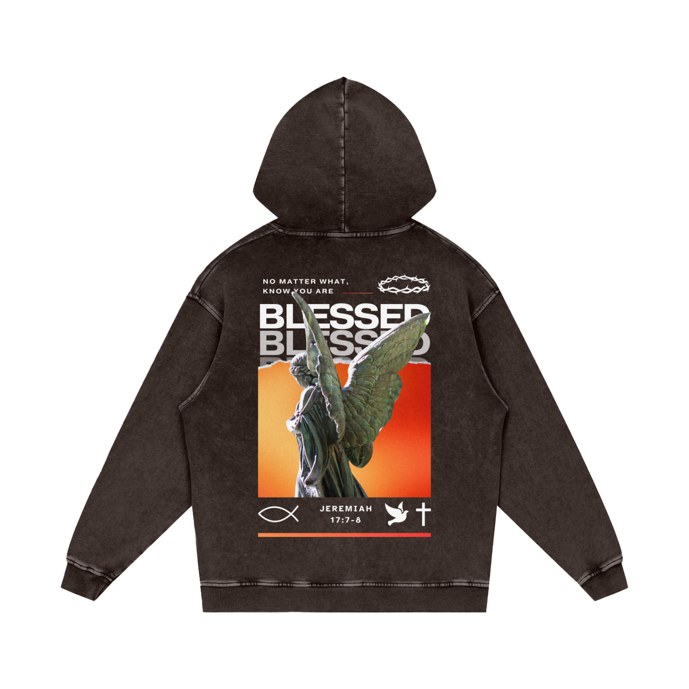 Know you are blessed / Snow Washed Loose Cotton Hoodie