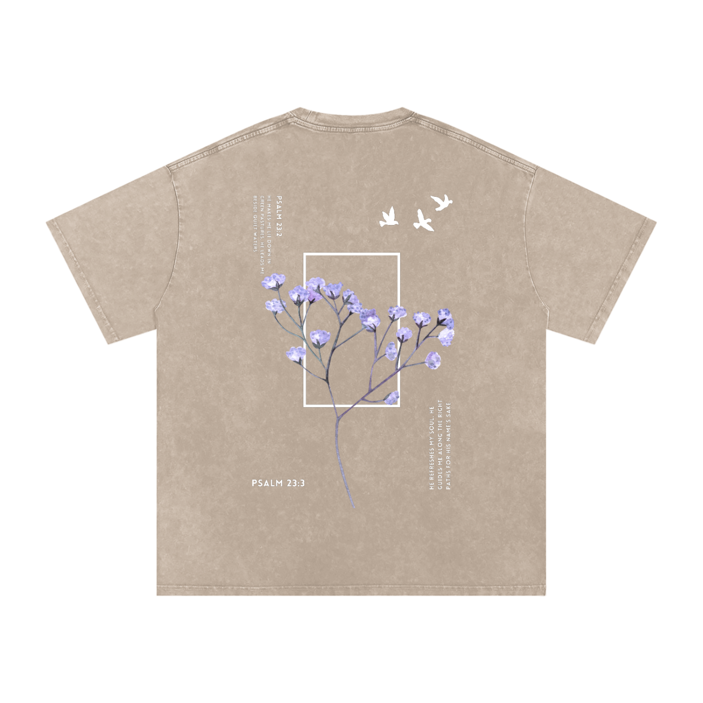 Psalm 23 / Snow Washed Oversized Cotton T-Shirt