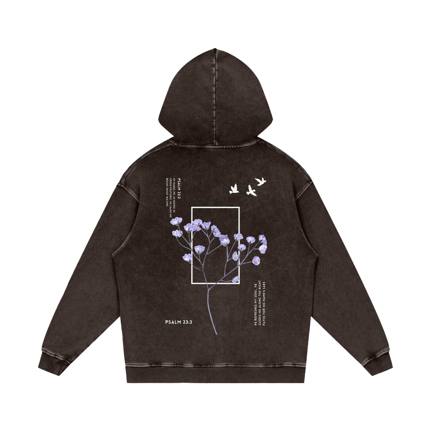Psalm 23 / Snow Washed Loose Cotton Hoodie