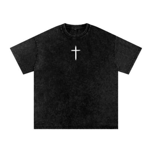 Fear not / Snow Washed Oversized Cotton T-Shirt