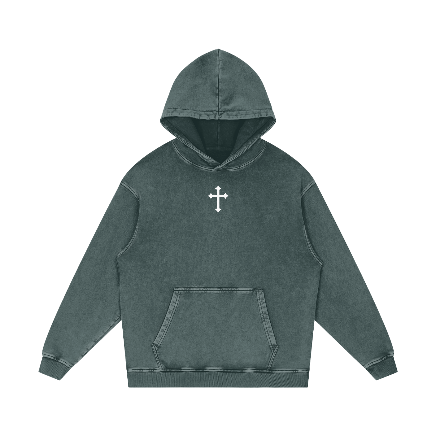 Faith / Snow Washed Loose Cotton Hoodie