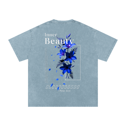 Snow Washed Oversized Cotton T-Shirt