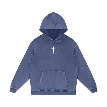 Î will fear no evil / Snow Washed Loose Cotton Hoodie