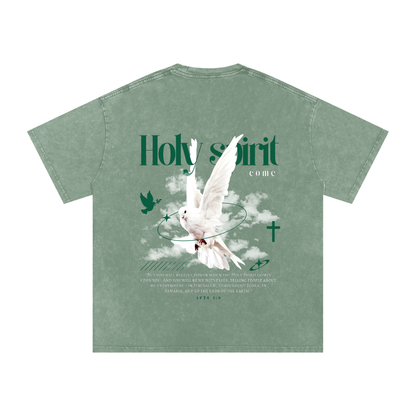 Holy Spirit come / Snow Washed Oversized Cotton T-Shirt
