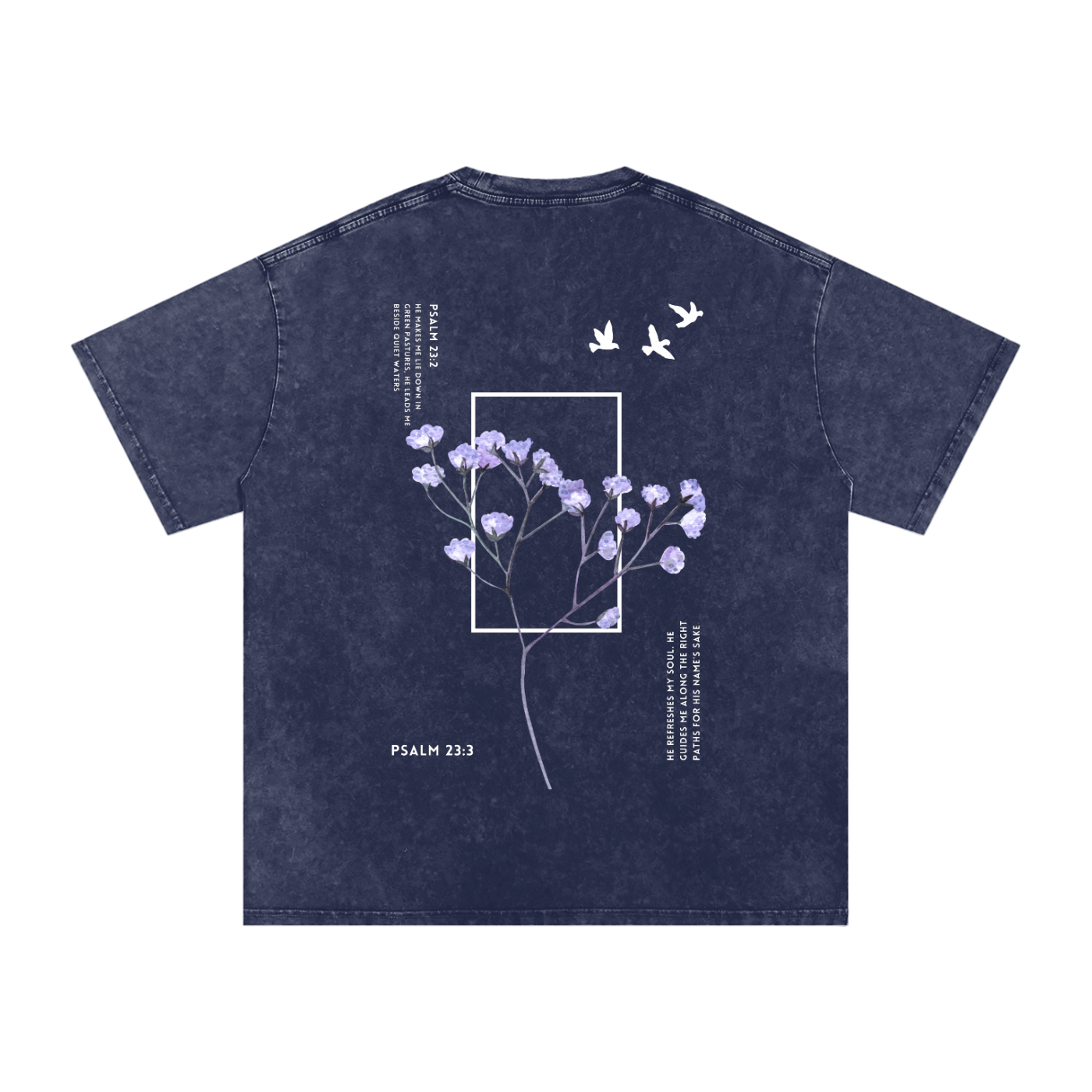 Psalm 23 / Snow Washed Oversized Cotton T-Shirt
