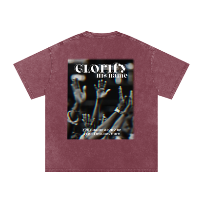 Glorify his name / Snow Washed Oversized Cotton T-Shirt