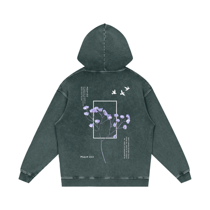 Psalm 23 / Snow Washed Loose Cotton Hoodie