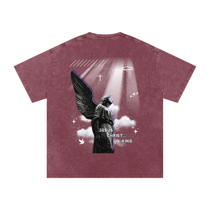 Jesus Christ is king / Snow Washed Oversized Cotton T-Shirt