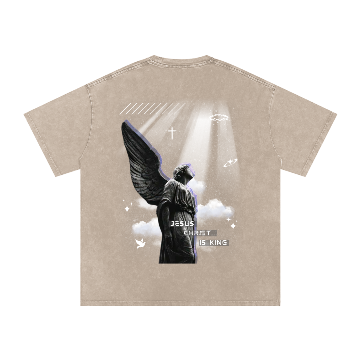 Jesus Christ is king / Snow Washed Oversized Cotton T-Shirt