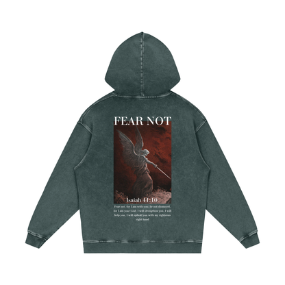 Fear not / Snow Washed Loose Cotton Hoodie