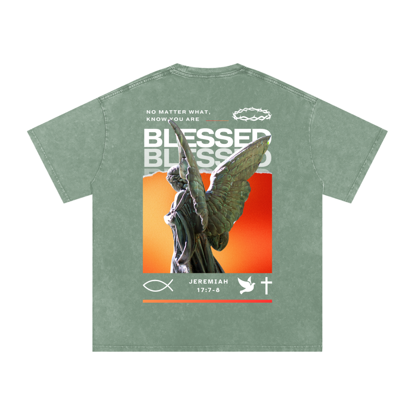 Know you are blessed / Snow Washed Oversized Cotton T-Shirt