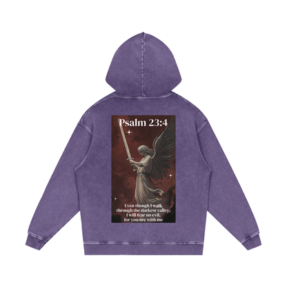 Î will fear no evil / Snow Washed Loose Cotton Hoodie