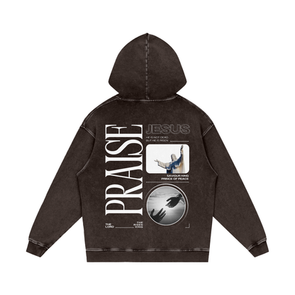 Praise Jesus / Snow Washed Loose Cotton Hoodie