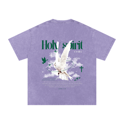Holy Spirit come / Snow Washed Oversized Cotton T-Shirt
