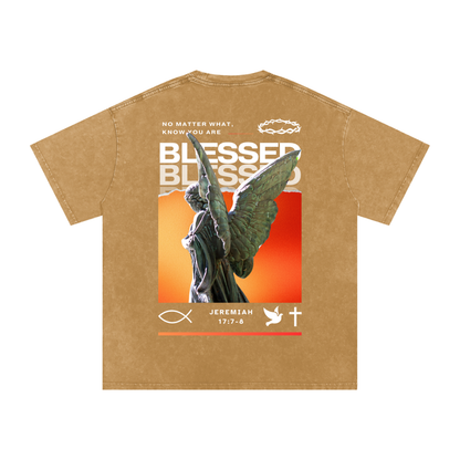 Know you are blessed / Snow Washed Oversized Cotton T-Shirt