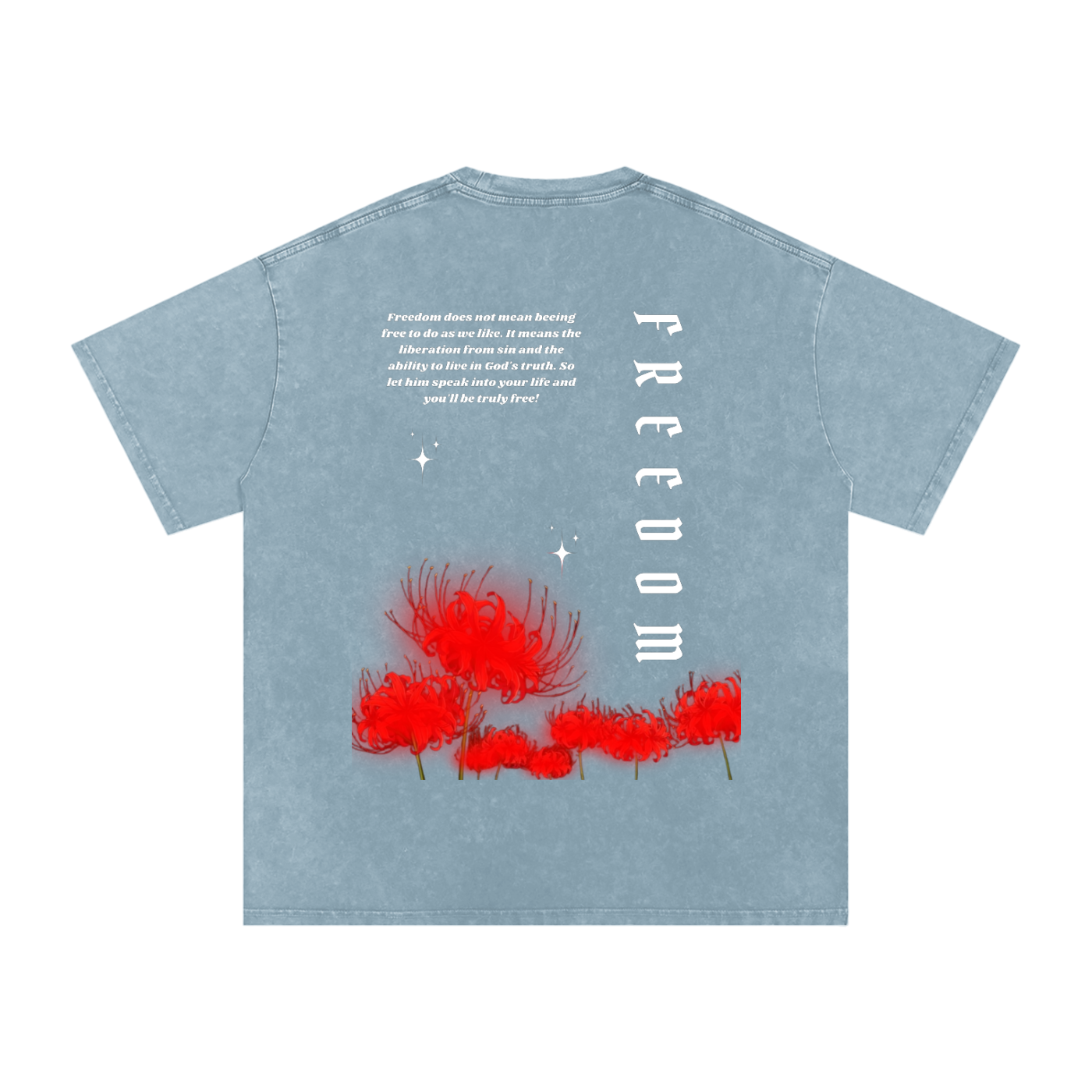 Freedom / Snow Washed Oversized Cotton T-Shirt