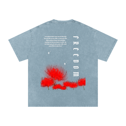 Freedom / Snow Washed Oversized Cotton T-Shirt
