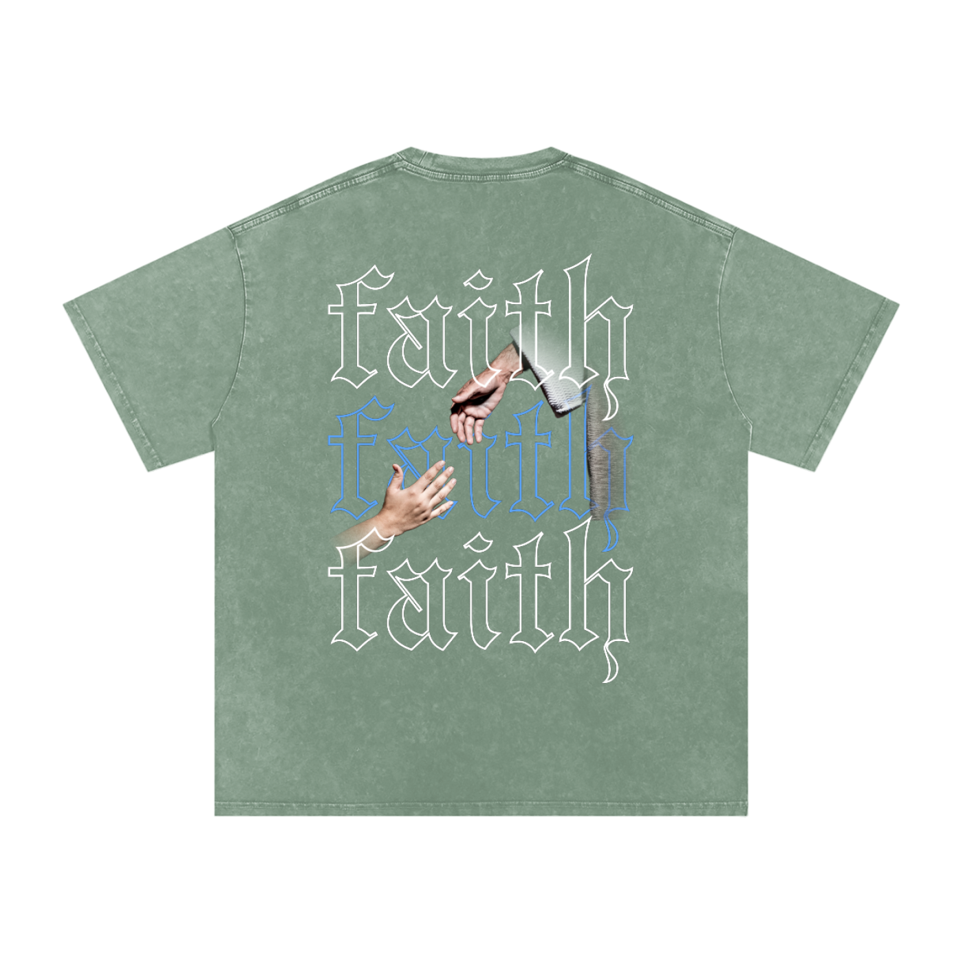 Faith / Snow Washed Oversized Cotton T-Shirt