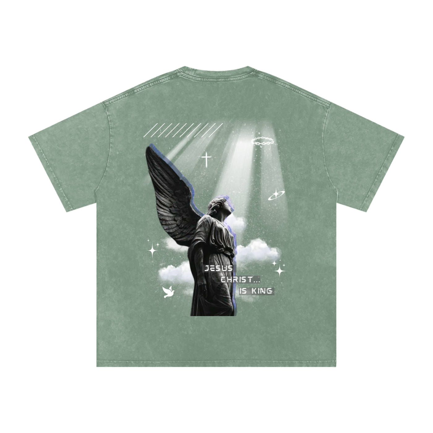 Jesus Christ is king / Snow Washed Oversized Cotton T-Shirt
