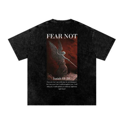 Fear not / Snow Washed Oversized Cotton T-Shirt