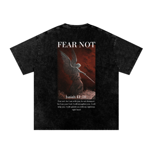 Fear not / Snow Washed Oversized Cotton T-Shirt