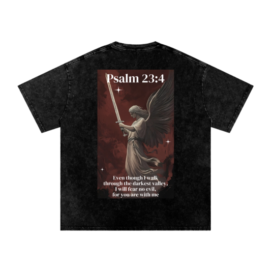 I will fear no evil / Snow Washed Oversized Cotton T-Shirt