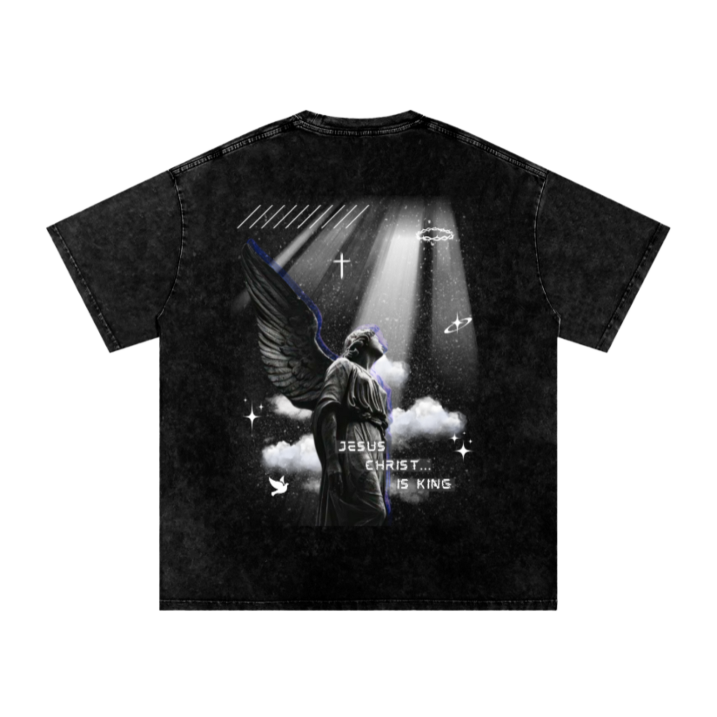 Jesus Christ is king / Snow Washed Oversized Cotton T-Shirt