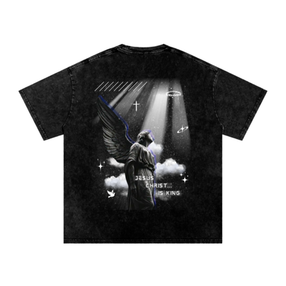Jesus Christ is king / Snow Washed Oversized Cotton T-Shirt