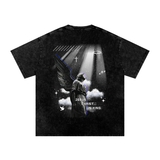 Jesus Christ is king / Snow Washed Oversized Cotton T-Shirt
