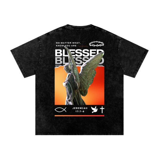 Know you are blessed / Snow Washed Oversized Cotton T-Shirt