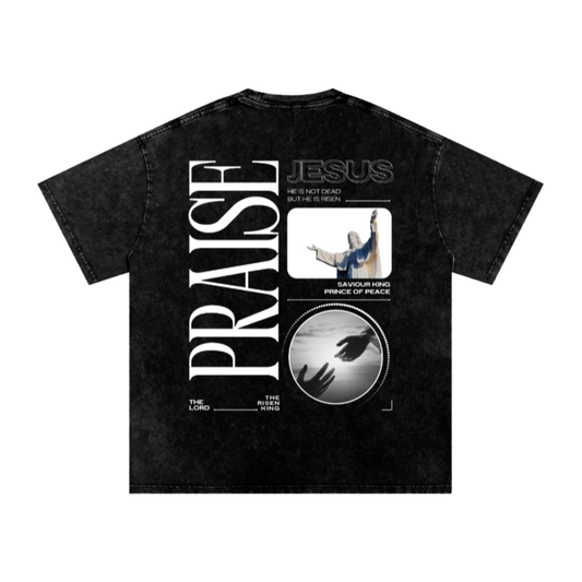 Praise Jesus / Snow Washed Oversized Cotton T-Shirt