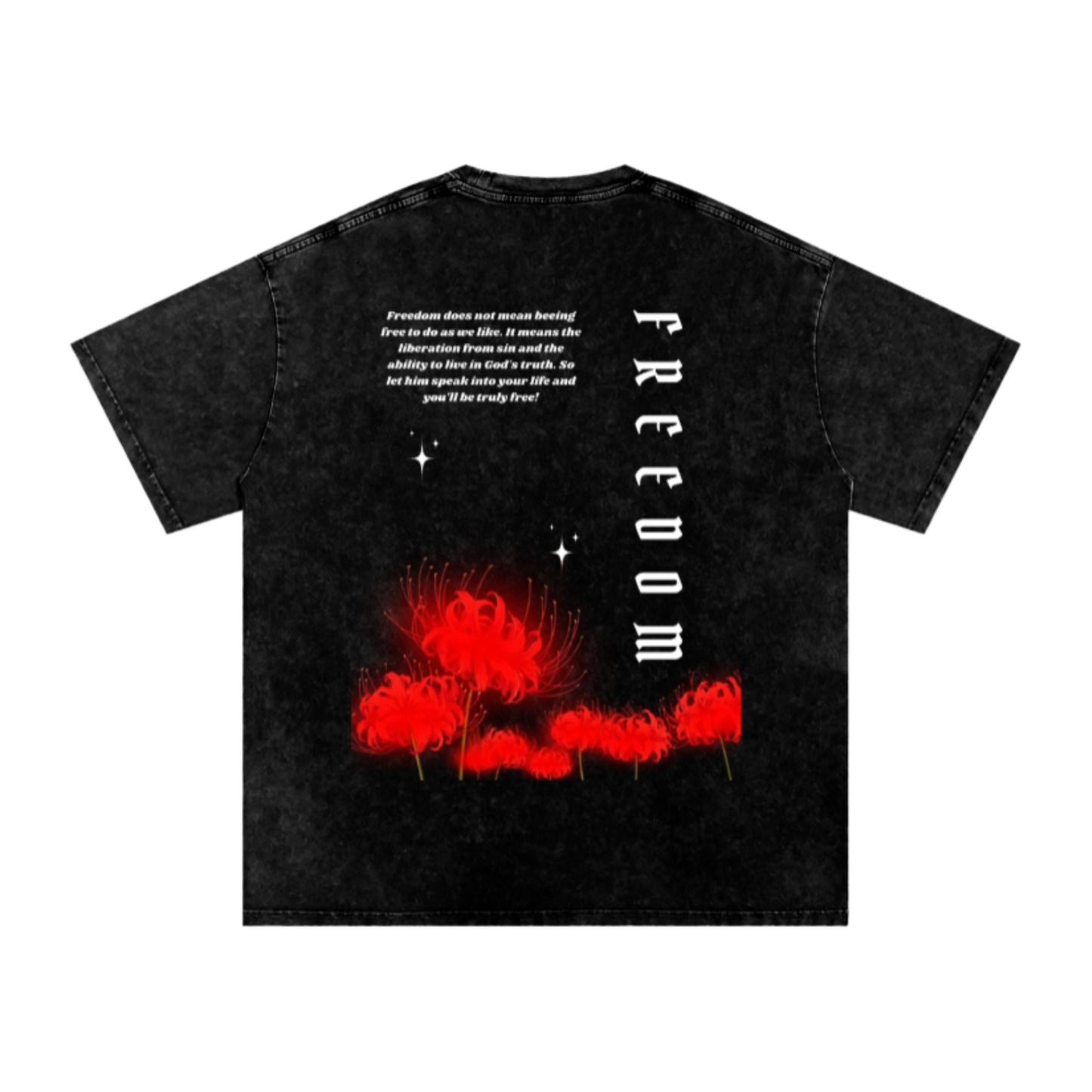Freedom / Snow Washed Oversized Cotton T-Shirt