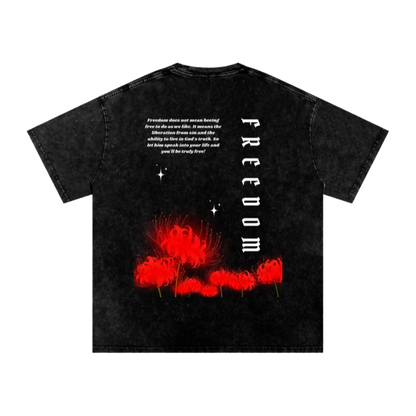 Freedom / Snow Washed Oversized Cotton T-Shirt