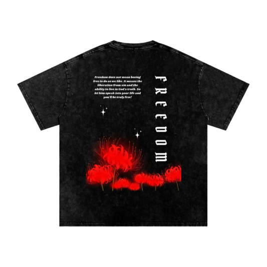 Freedom / Snow Washed Oversized Cotton T-Shirt