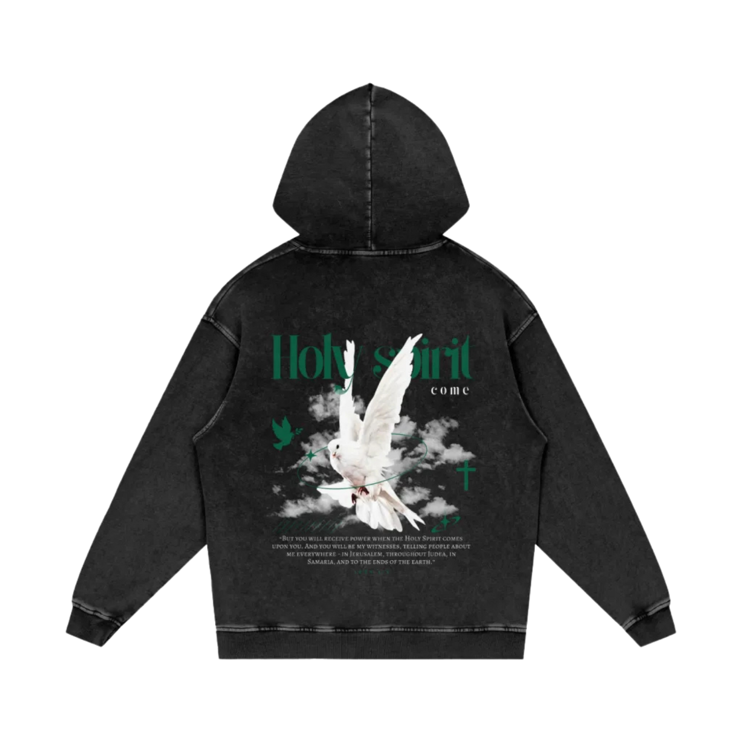 Holy Spirit come / Snow Washed Loose Cotton Hoodie