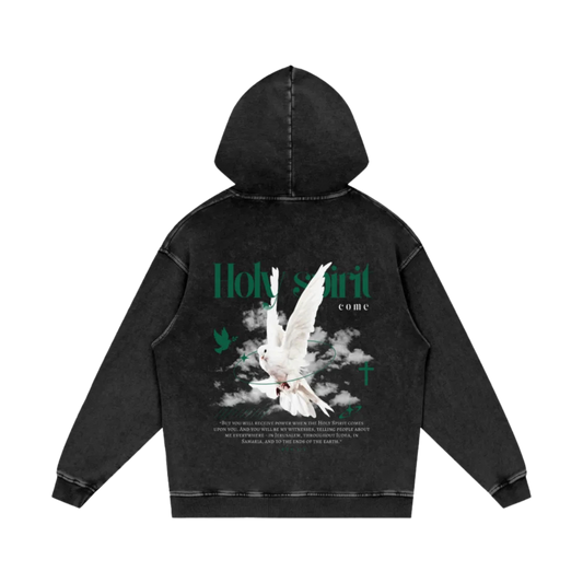 Holy Spirit come / Snow Washed Loose Cotton Hoodie