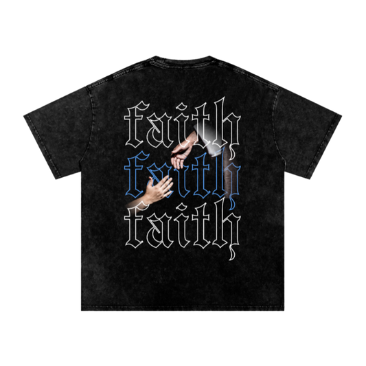 Faith / Snow Washed Oversized Cotton T-Shirt