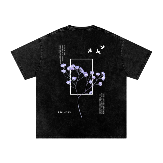 Psalm 23 / Snow Washed Oversized Cotton T-Shirt