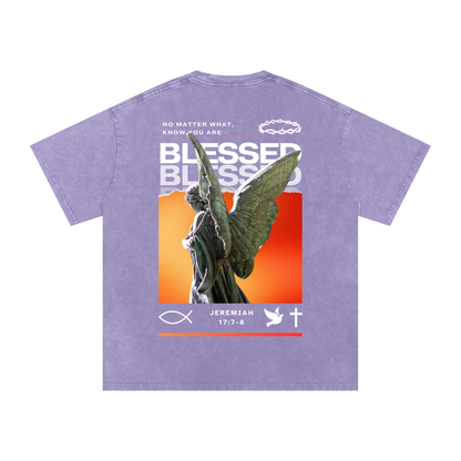 Know you are blessed / Snow Washed Oversized Cotton T-Shirt