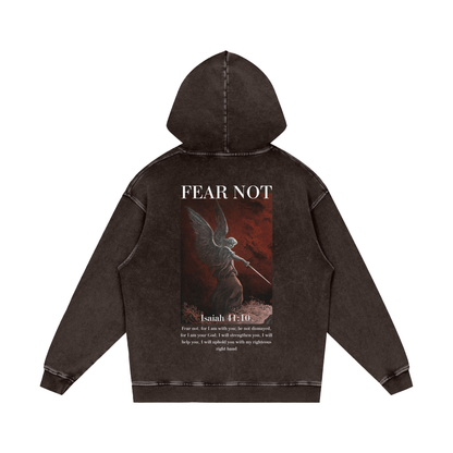 Fear not / Snow Washed Loose Cotton Hoodie