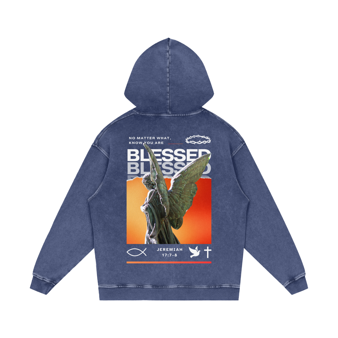 Know you are blessed / Snow Washed Loose Cotton Hoodie
