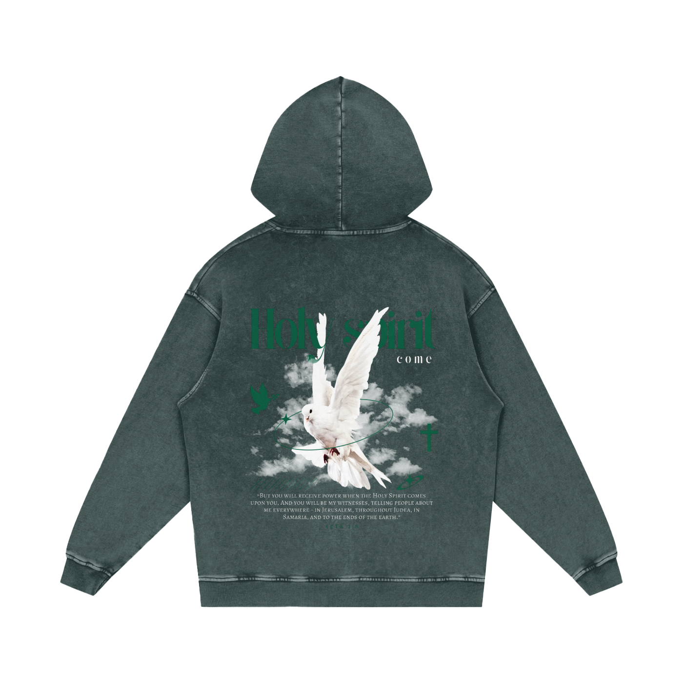 Holy Spirit come / Snow Washed Loose Cotton Hoodie