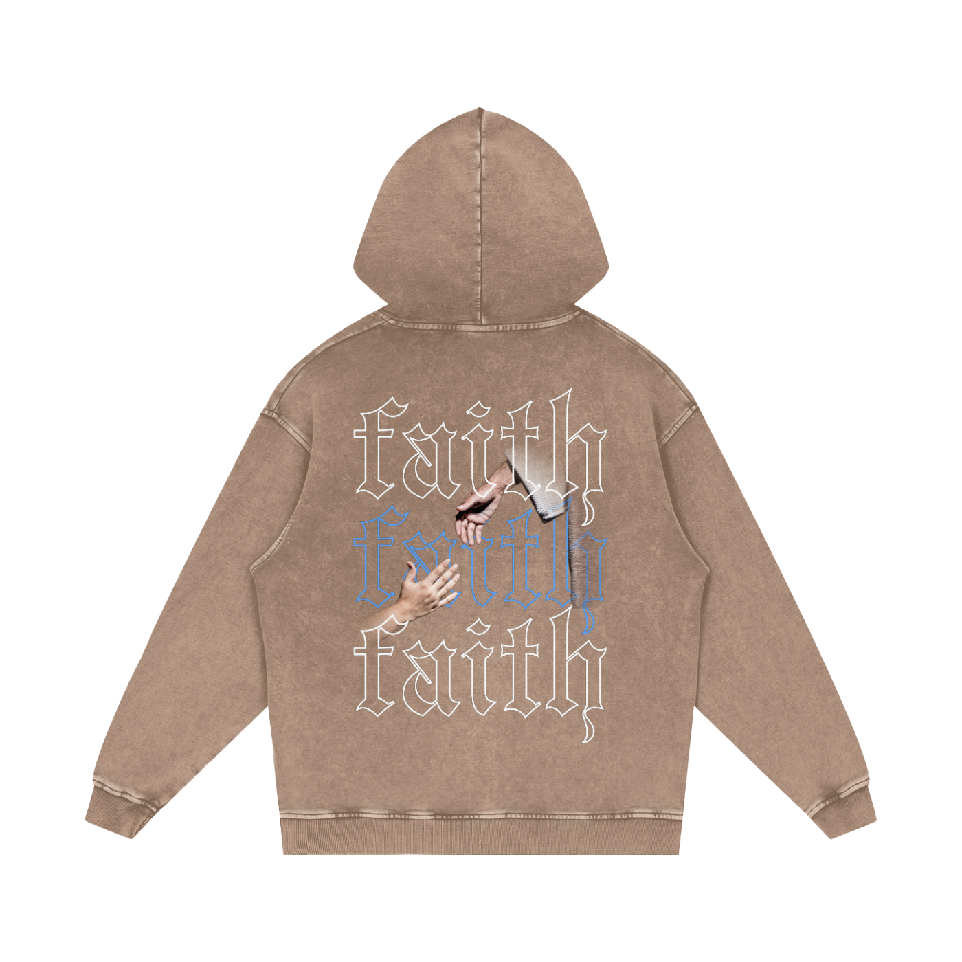 Faith / Snow Washed Loose Cotton Hoodie