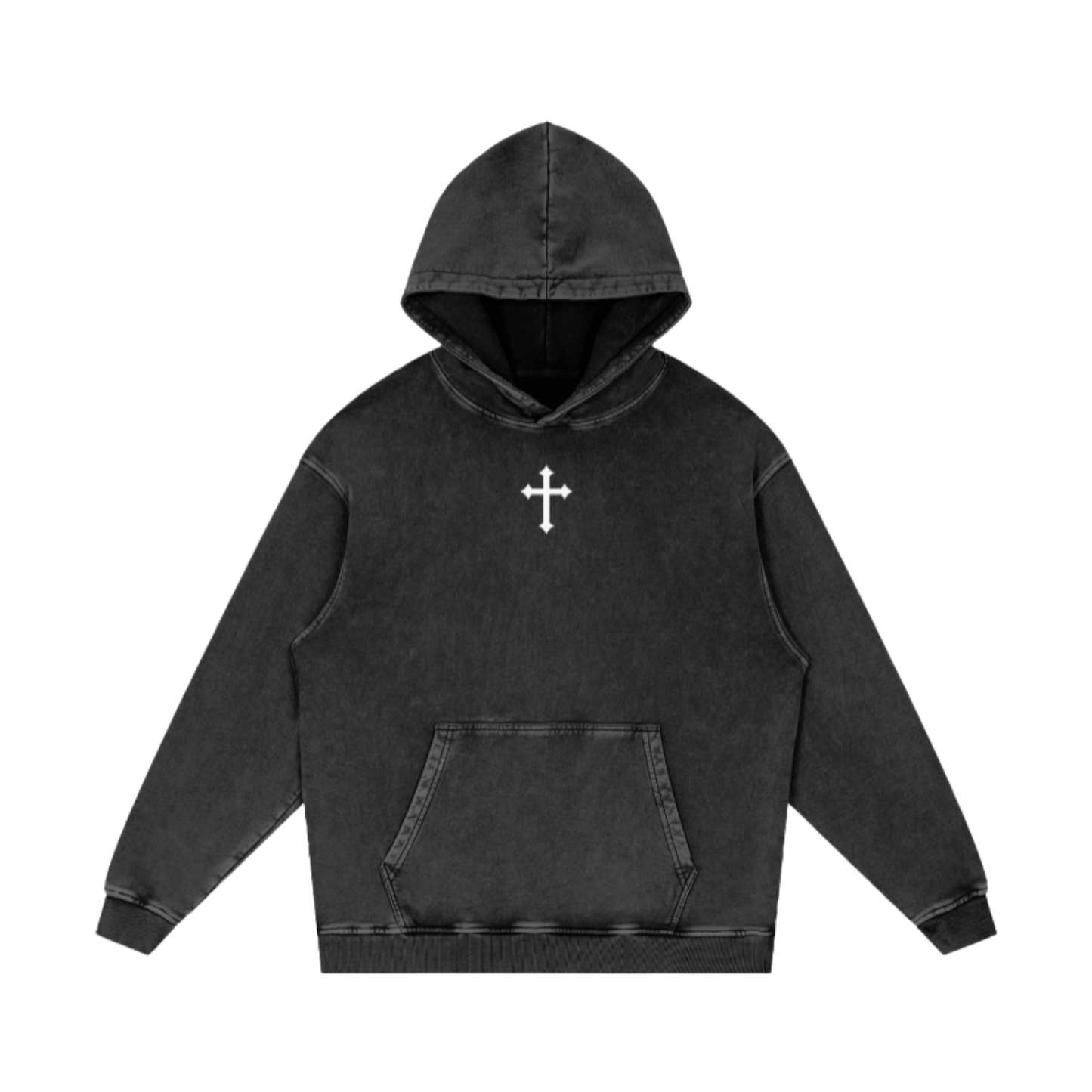 Faith / Snow Washed Loose Cotton Hoodie