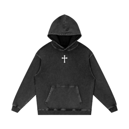 Faith / Snow Washed Loose Cotton Hoodie