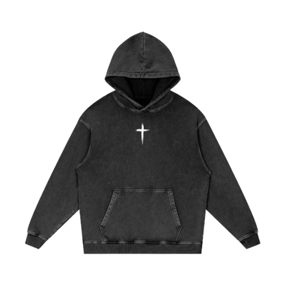 Î will fear no evil / Snow Washed Loose Cotton Hoodie