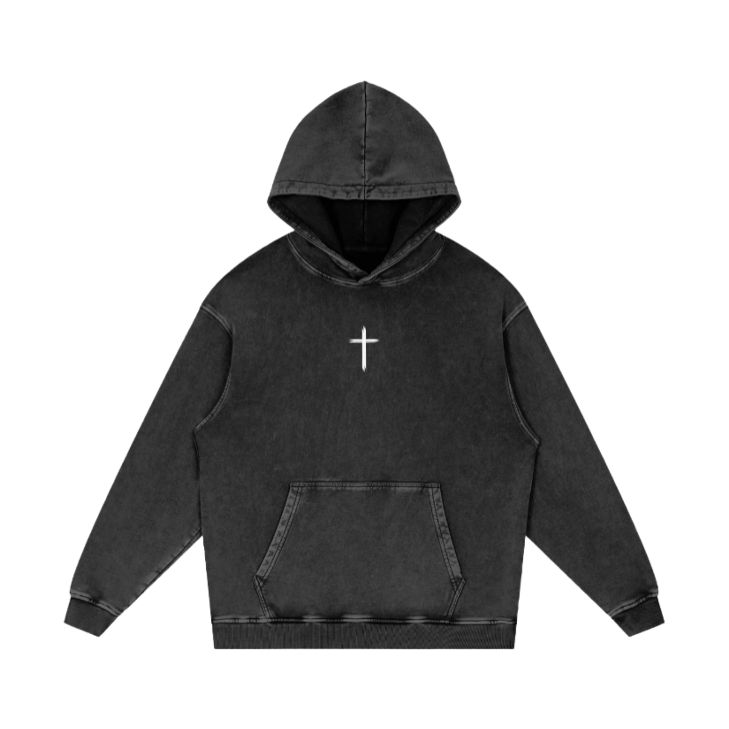 Fear not / Snow Washed Loose Cotton Hoodie