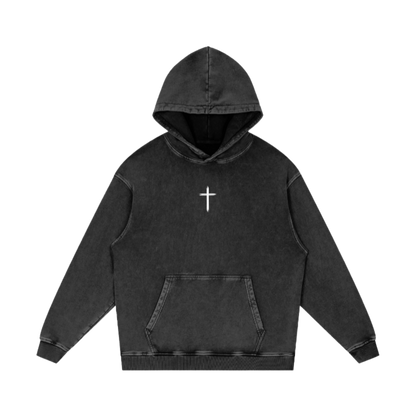 Fear not / Snow Washed Loose Cotton Hoodie