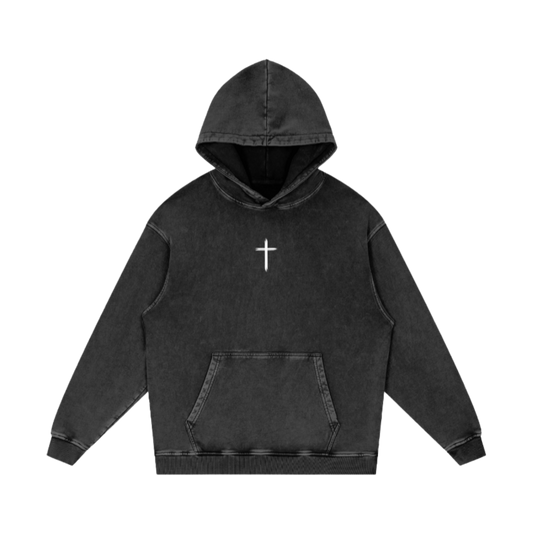 Fear not / Snow Washed Loose Cotton Hoodie