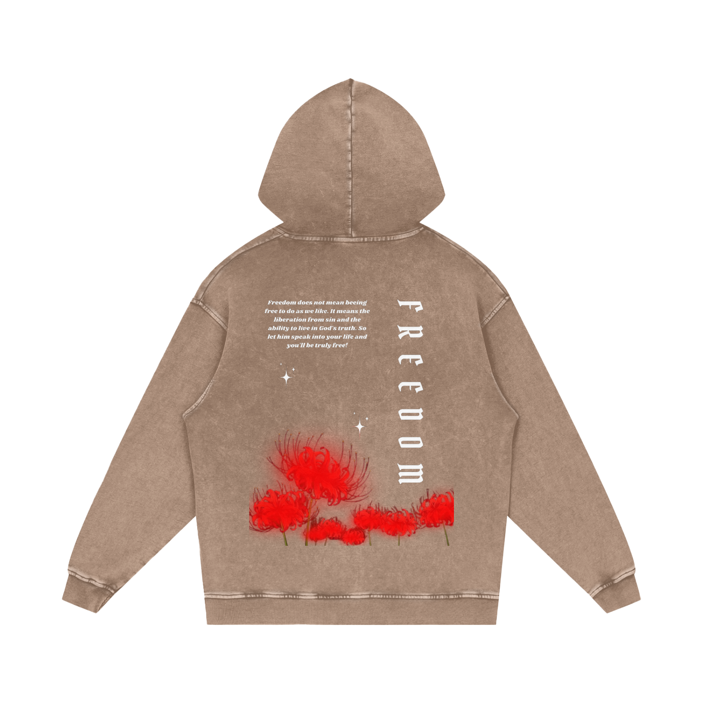 Freedom / Snow Washed Loose Cotton Hoodie